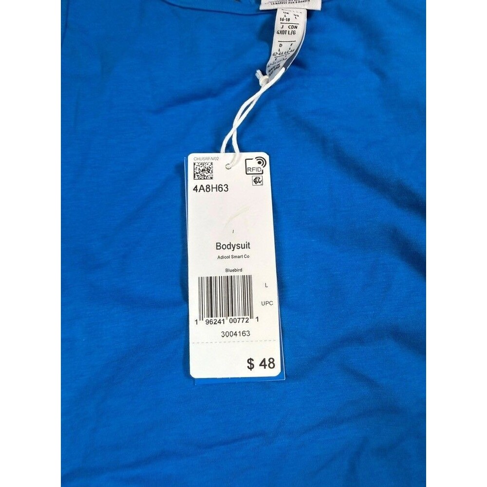 Adidas Originals 3-Stripe Tank Bodysuit NWT Womens Size Large Blue Bluebird - Picture 2 of 8